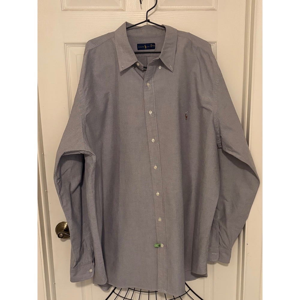 Ralph Lauren Mens 3XLT Gray Oxford Button Down Shirt Pony Logo Big Tall